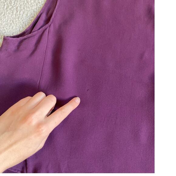 Theory Tank Top Large Silk Sleeveless Layer Purple Round Neck Luxury Classic L - Picture 5 of 13
